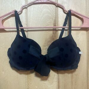 Gilly Hicks Navy Polka Dot Lace Push Up‎ Bra Size 34C